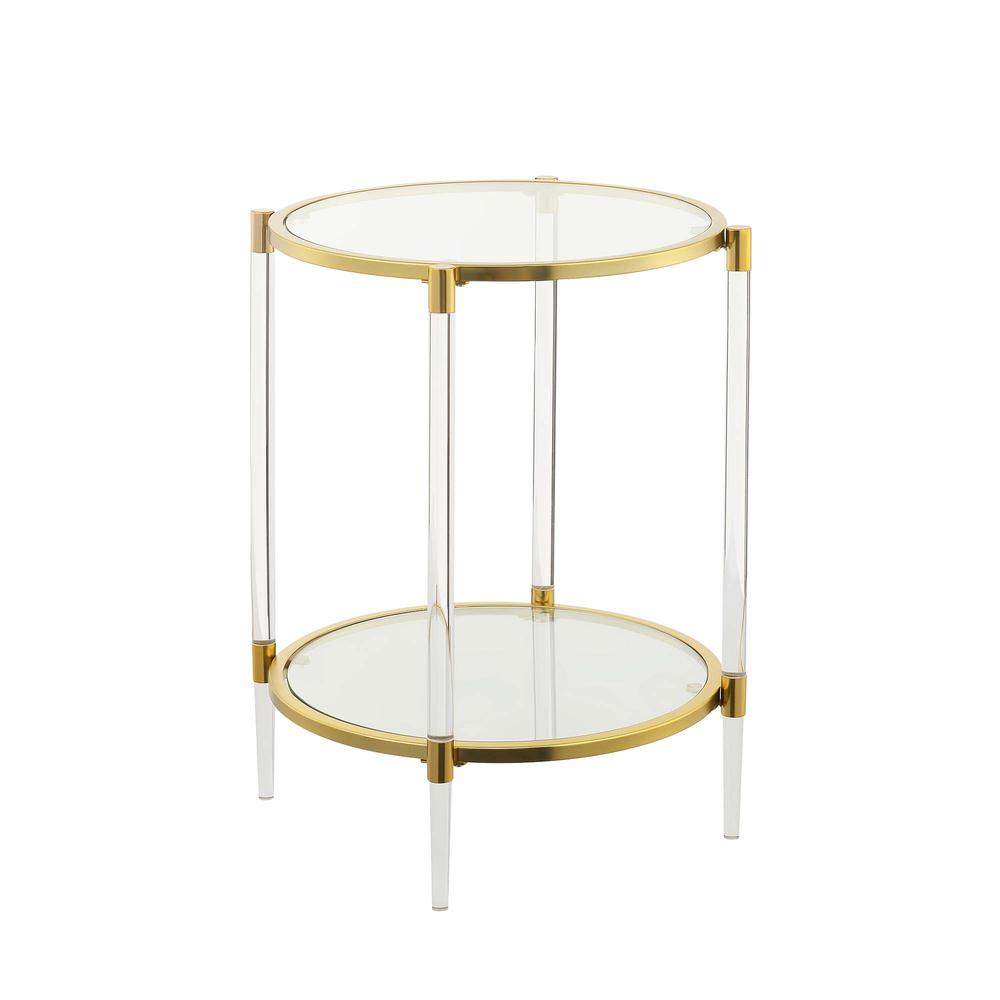 Royal Crest Acrylic Glass End Table, Clear/Gold. Picture 1