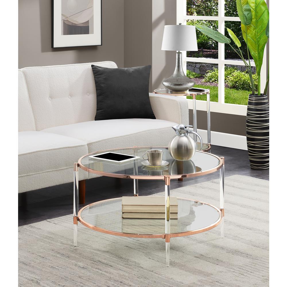 Royal Crest 2 Tier Acrylic Glass Coffee Table. Picture 3