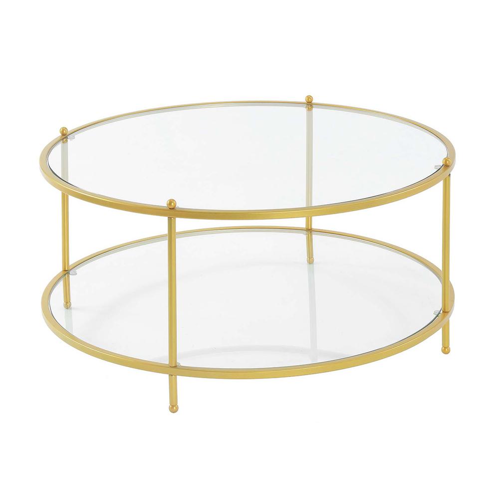 Royal Crest 2 Tier Round Glass Coffee Table. Picture 1