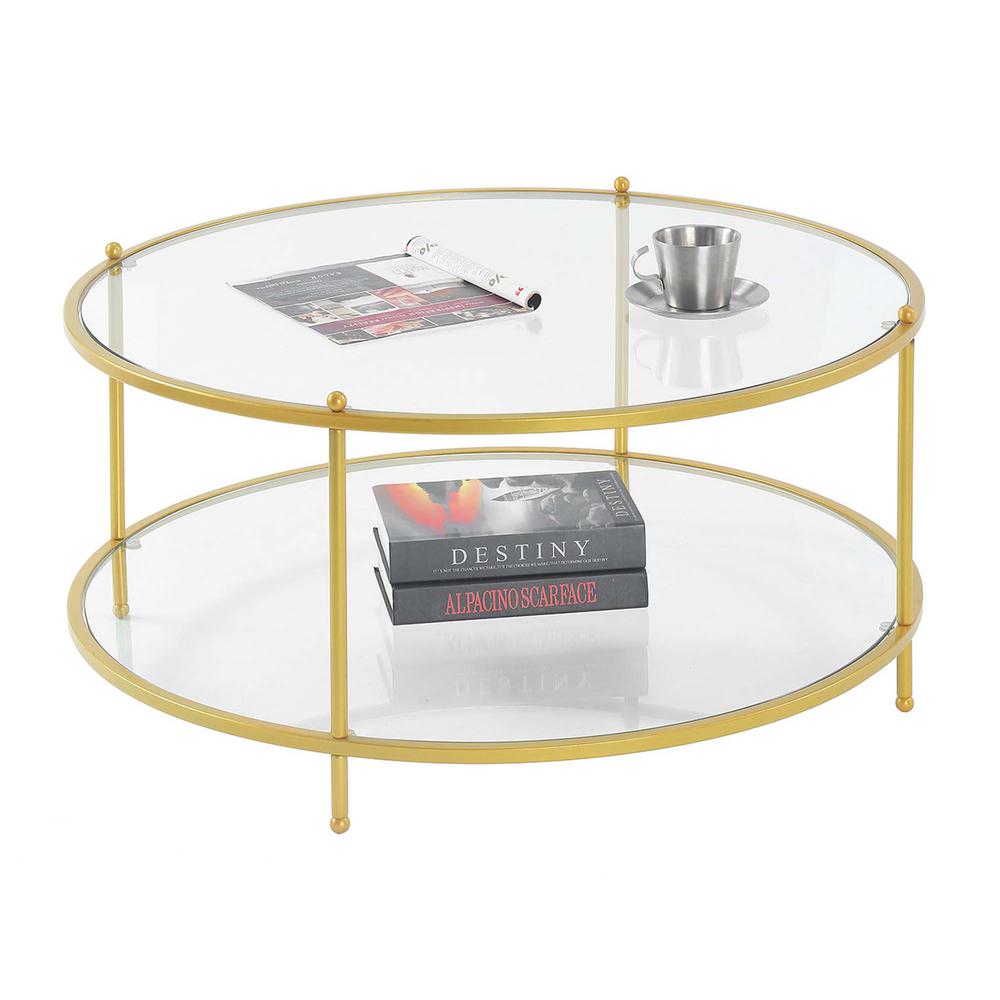 Royal Crest 2 Tier Round Glass Coffee Table. Picture 3