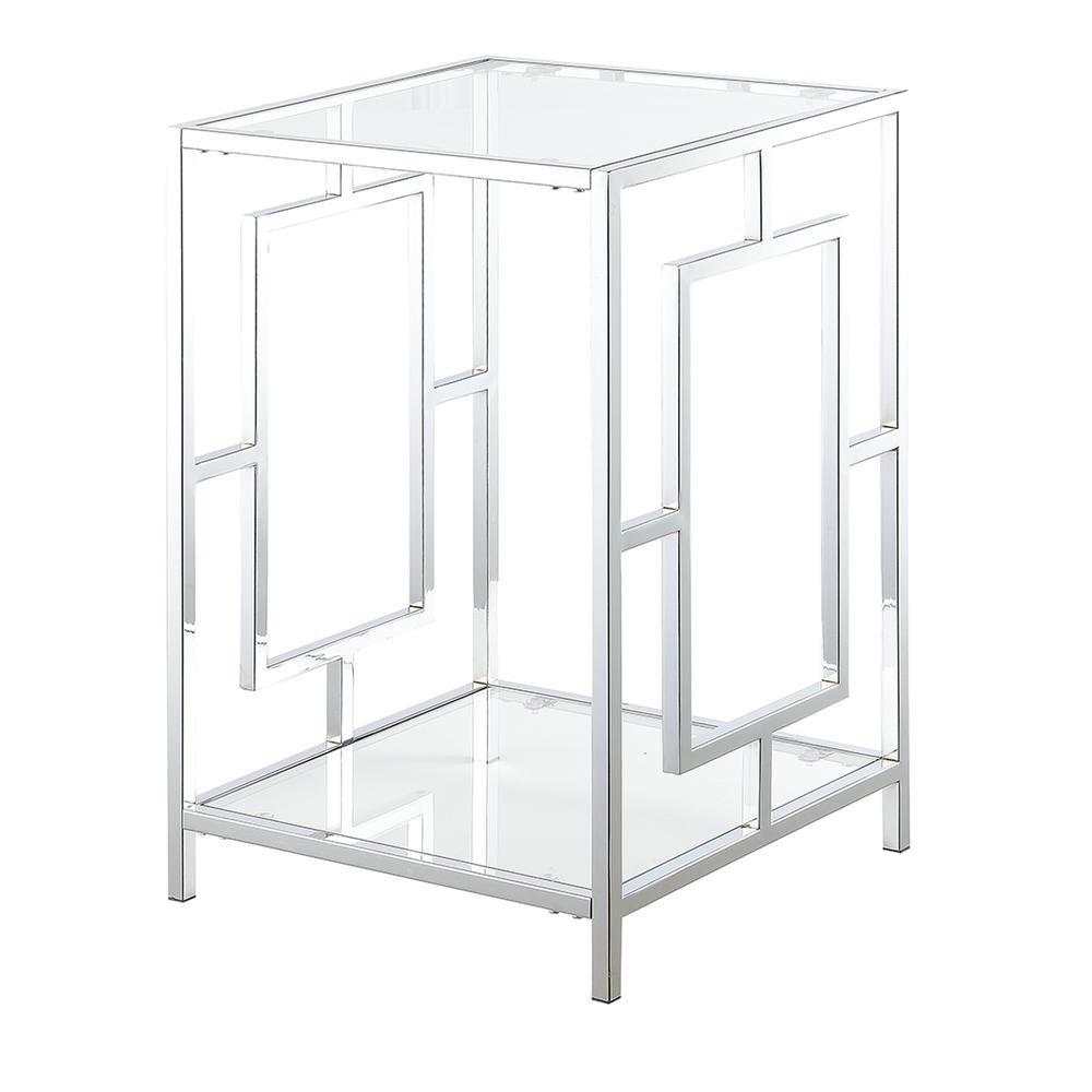 Town Square Chrome End Table with Shelf Glass/Chrome. Picture 6