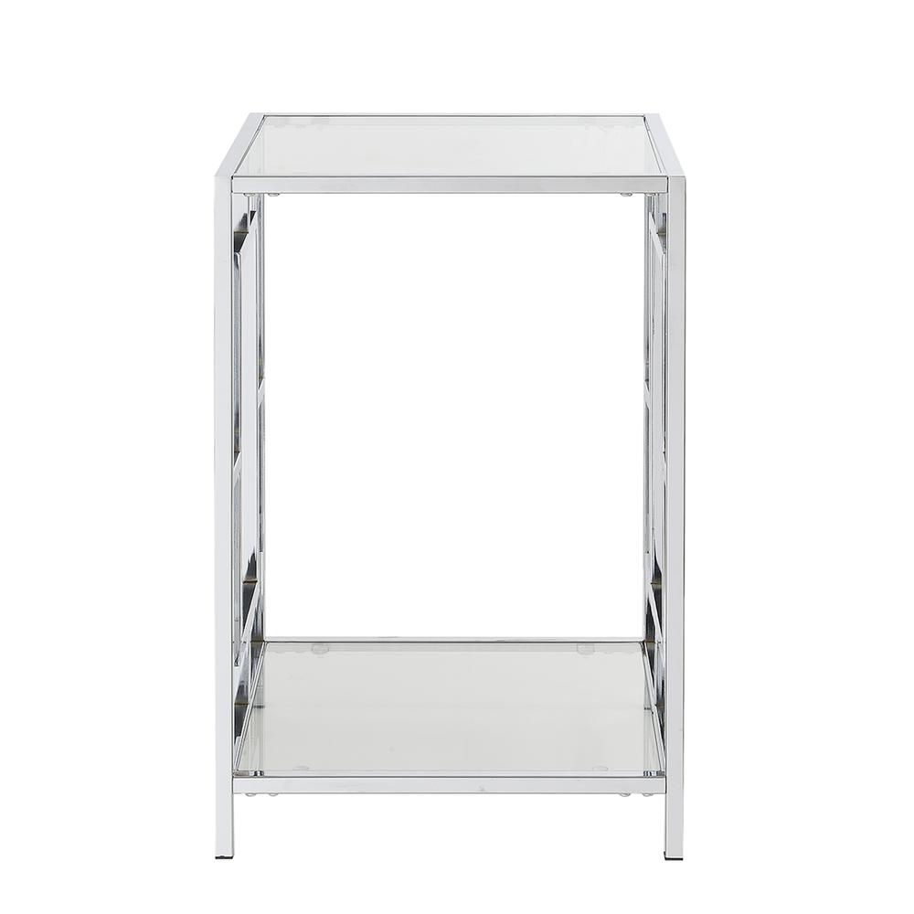 Town Square Chrome End Table with Shelf Glass/Chrome. Picture 7