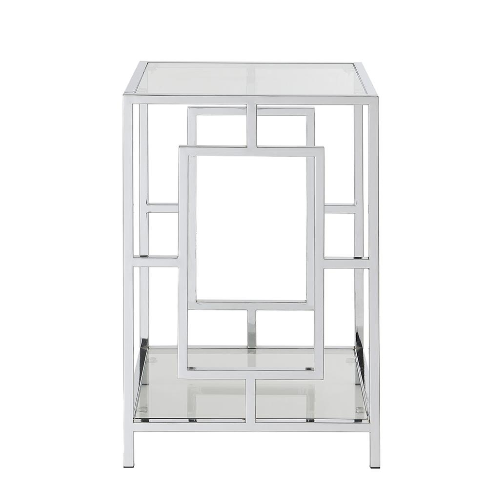 Town Square Chrome End Table with Shelf Glass/Chrome. Picture 8