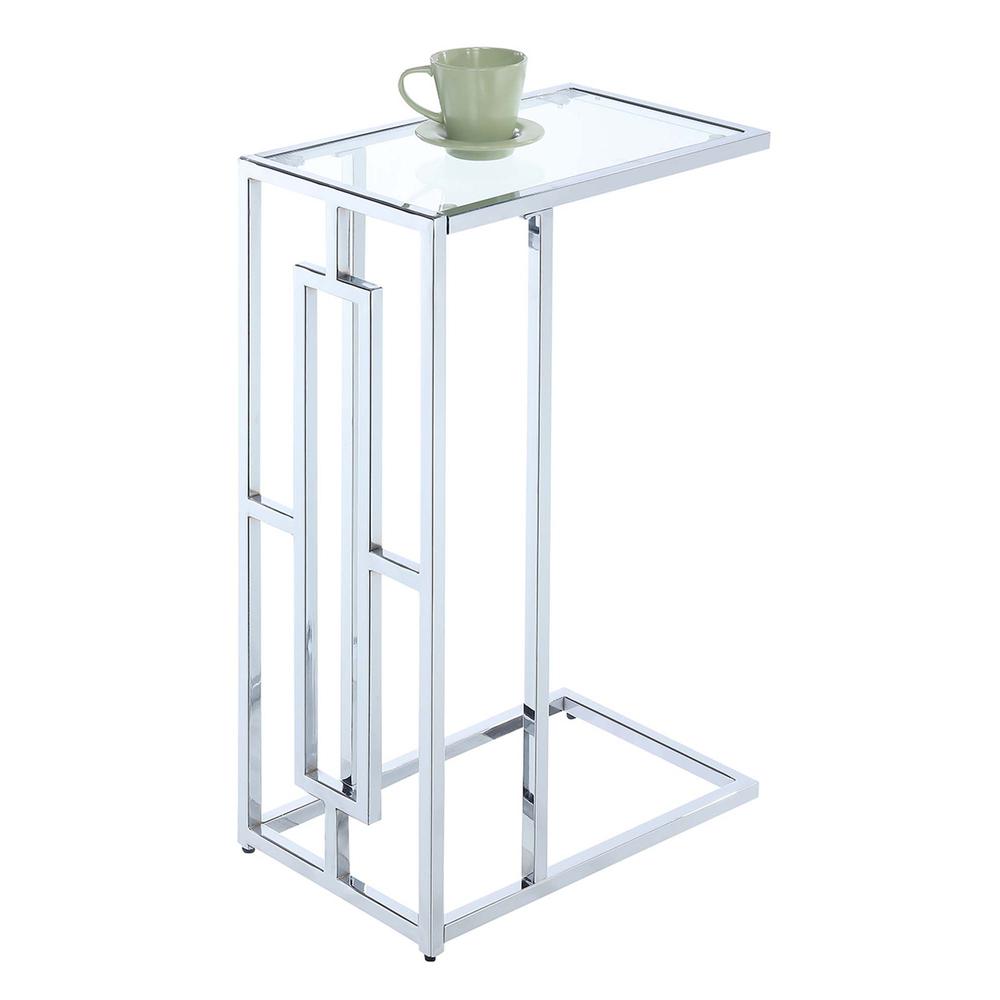 Town Square Chrome C End Table, Clear Glass/Chrome Frame. Picture 1