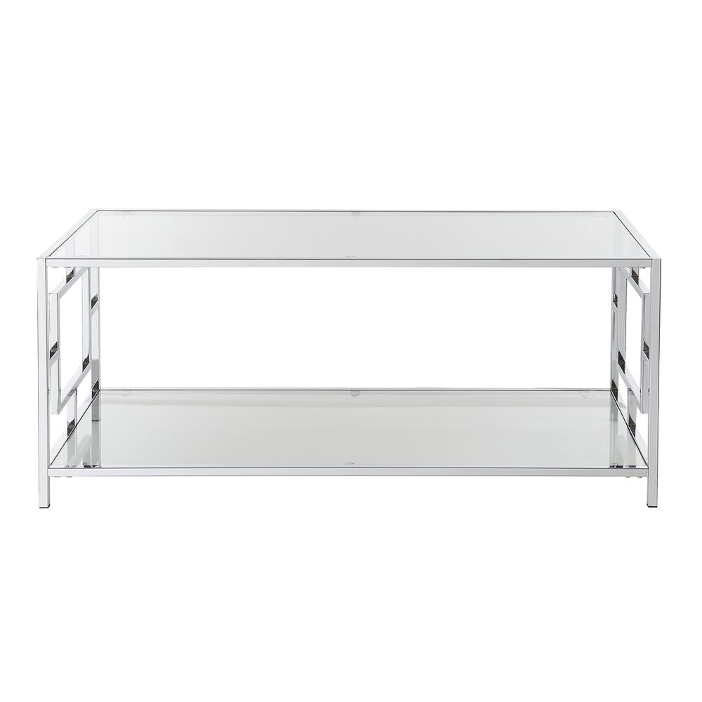 Town Square Chrome Coffee Table with Shelf Glass/Chrome. Picture 7