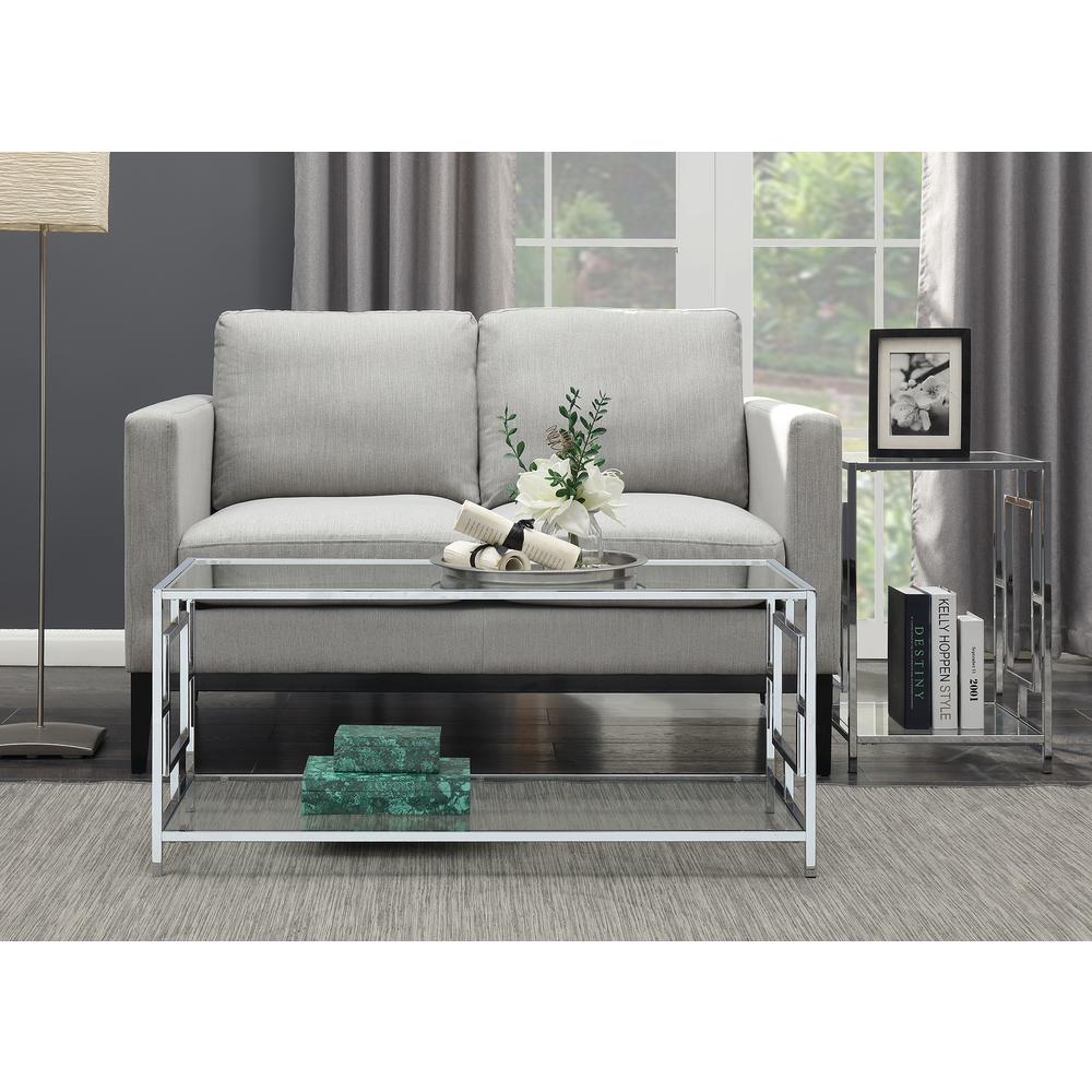 Town Square Chrome Coffee Table with Shelf Glass/Chrome. Picture 2