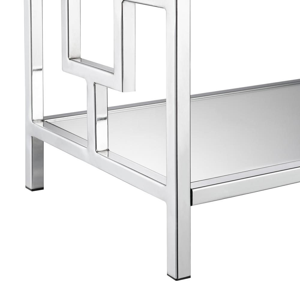 Town Square 1 Drawer Mirrored Console Table, Mirror/Glass/Chrome. Picture 5