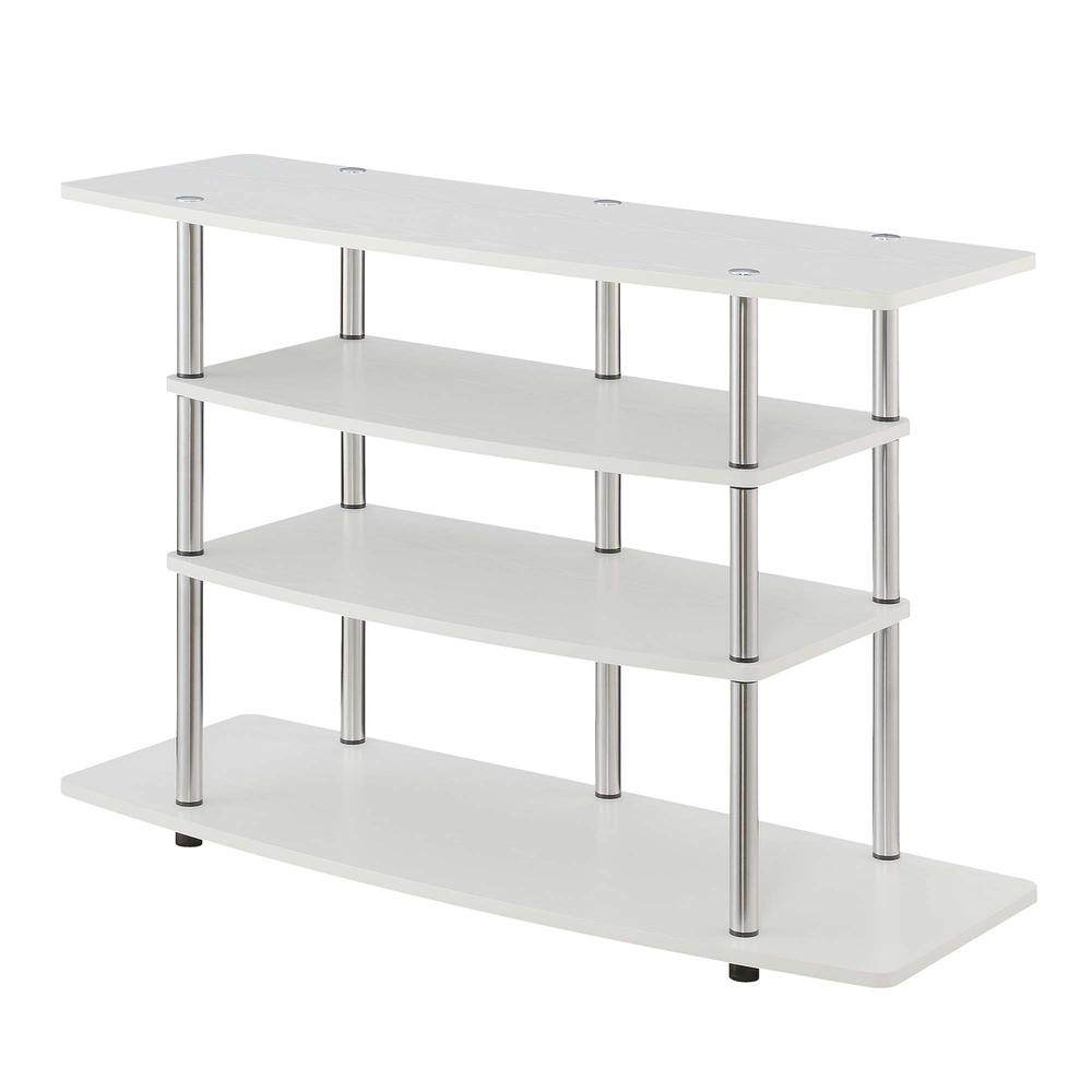 Designs2Go No Tools Wide Highboy 4 Tier TV Stand, White. Picture 1