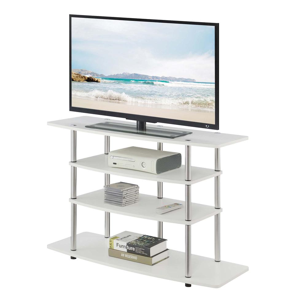 Designs2Go No Tools Wide Highboy 4 Tier TV Stand, White. Picture 2