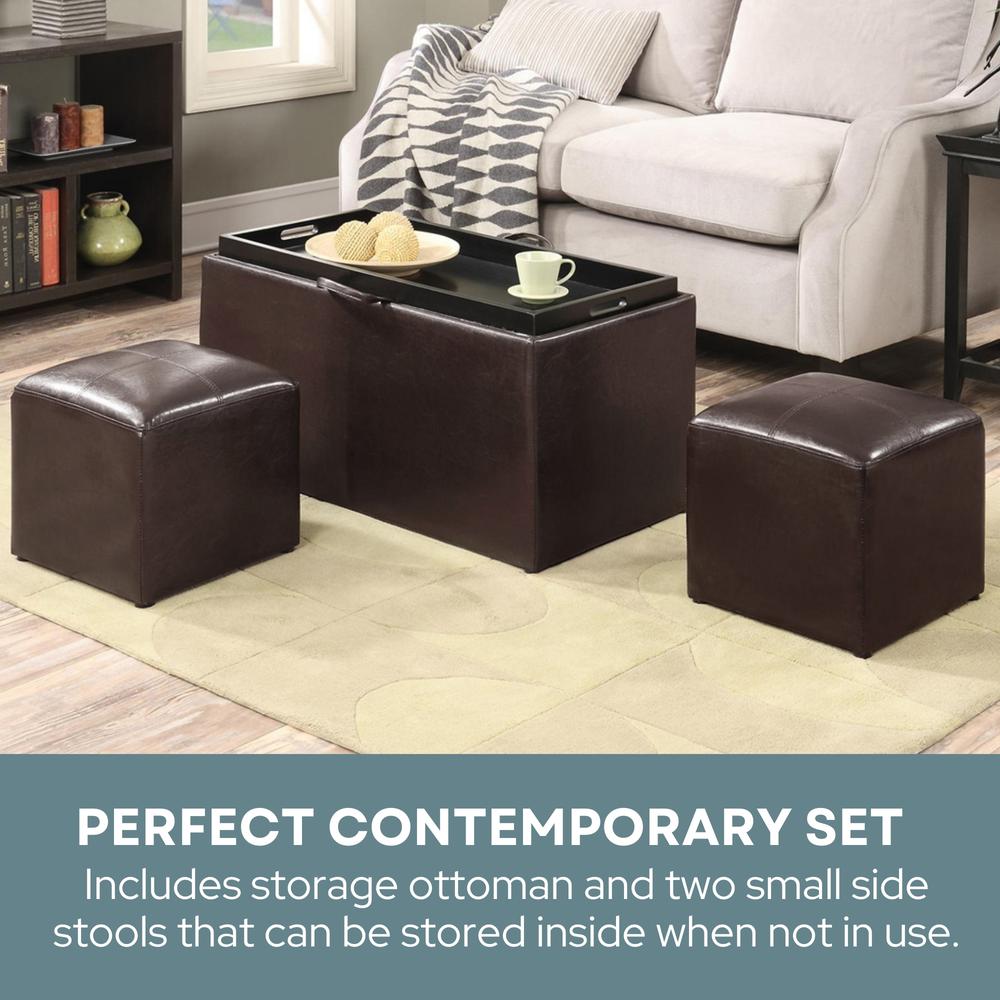 Comfort Sheridan Storage Ottoman with Reversible Tray and 2 Side Ottomans. Picture 13