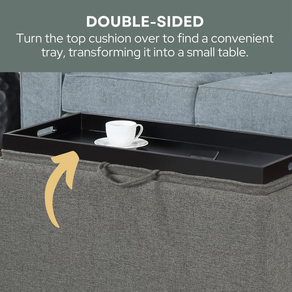 Comfort Sheridan Storage Ottoman with Reversible Tray and 2 Side Ottomans. Picture 13