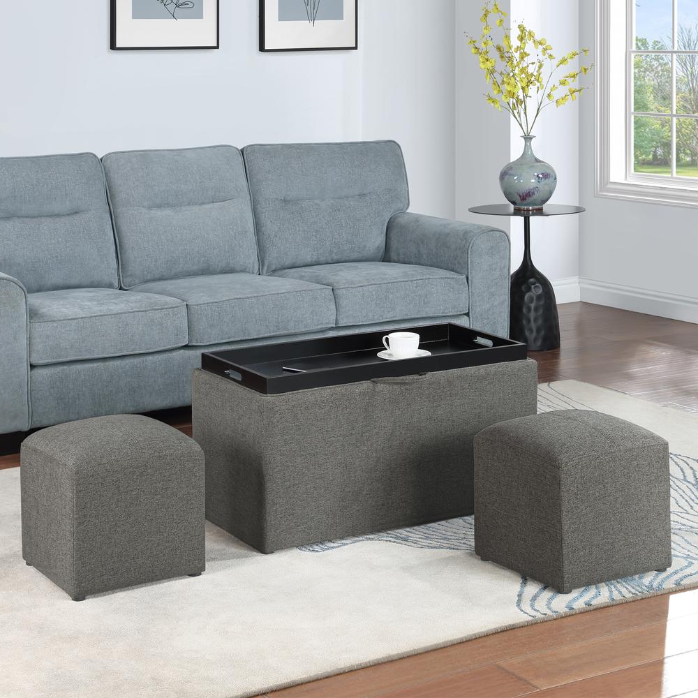 Comfort Sheridan Storage Ottoman with Reversible Tray and 2 Side Ottomans. Picture 4