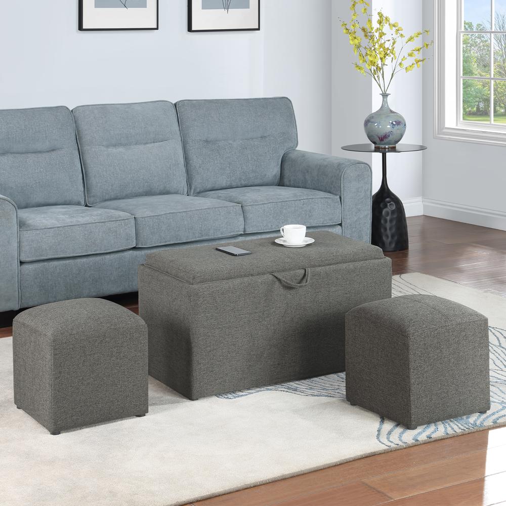 Comfort Sheridan Storage Ottoman with Reversible Tray and 2 Side Ottomans. Picture 6