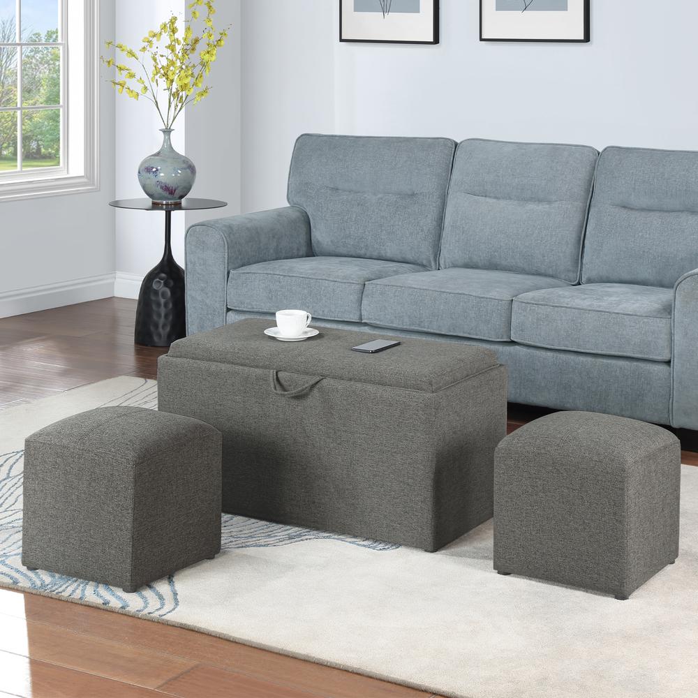 Comfort Sheridan Storage Ottoman with Reversible Tray and 2 Side Ottomans. Picture 7