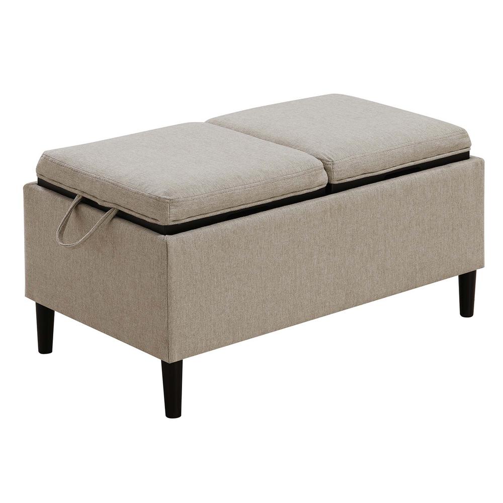 Designs4Comfort Magnolia Storage Ottoman with Reversible Trays, Soft Beige Fabric. Picture 2