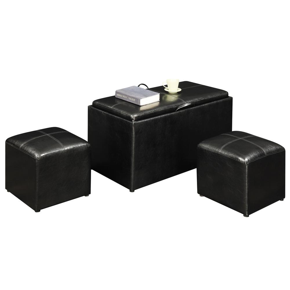 Comfort Sheridan Storage Ottoman with Reversible Tray and 2 Side Ottomans. Picture 5