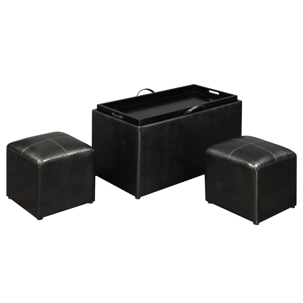 Comfort Sheridan Storage Ottoman with Reversible Tray and 2 Side Ottomans. Picture 6