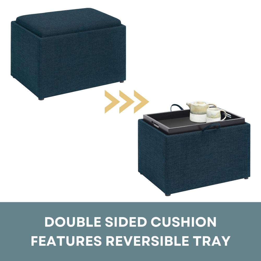 Designs4Comfort Accent Storage Ottoman with Reversible Tray. Picture 7