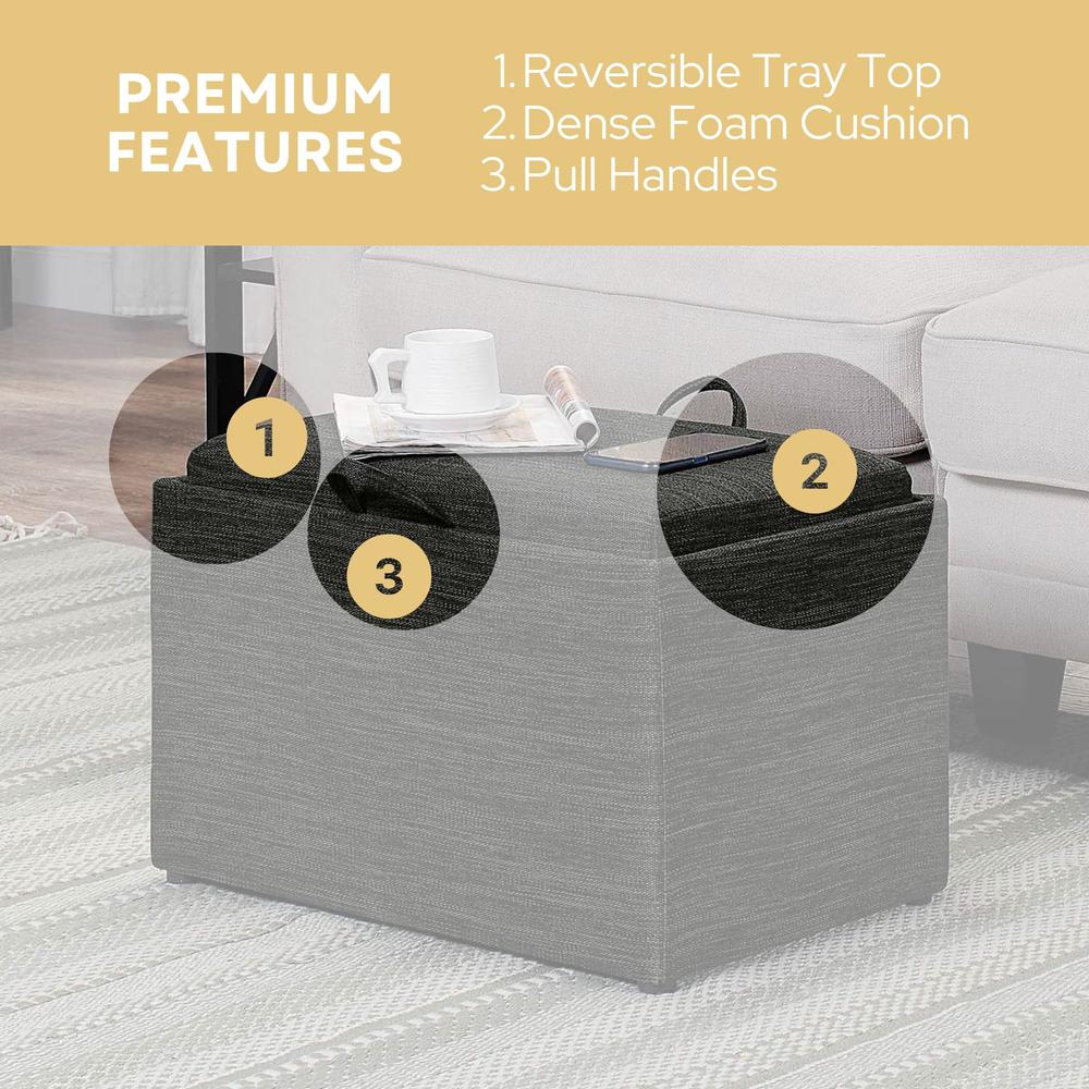 Designs4Comfort Accent Storage Ottoman with Reversible Tray. Picture 8