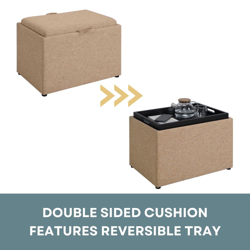 Designs4Comfort Accent Storage Ottoman with Reversible Tray. Picture 7