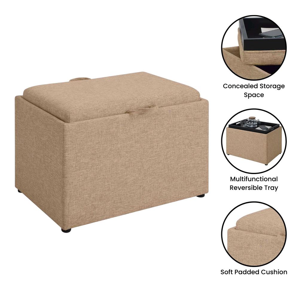 Designs4Comfort Accent Storage Ottoman with Reversible Tray. Picture 2