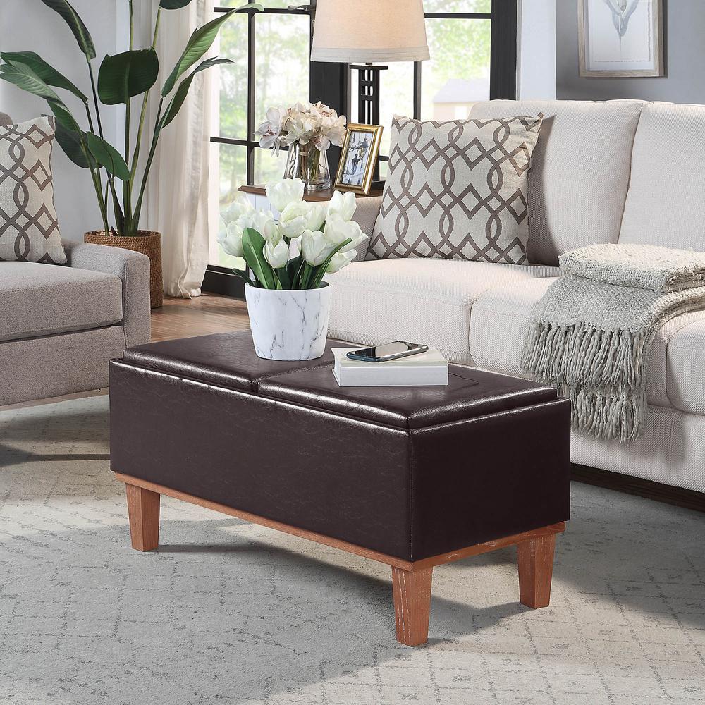 Designs4Comfort Brentwood Storage Ottoman with Reversible Trays, Brown. Picture 7