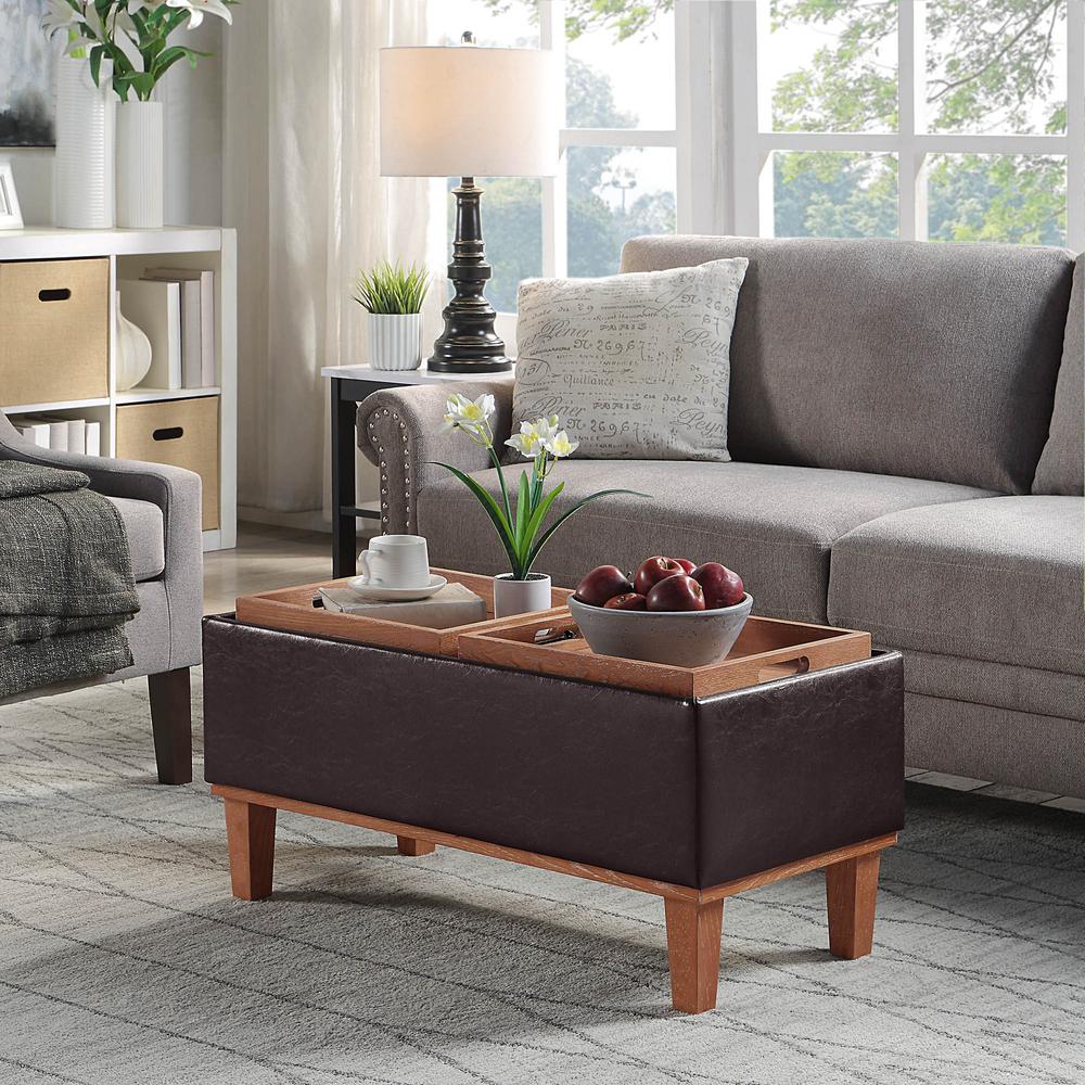 Designs4Comfort Brentwood Storage Ottoman with Reversible Trays, Brown. Picture 8