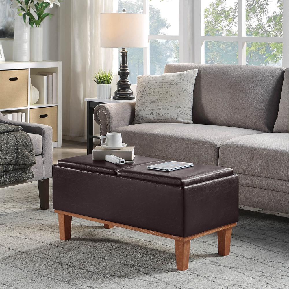 Designs4Comfort Brentwood Storage Ottoman with Reversible Trays, Brown. Picture 3