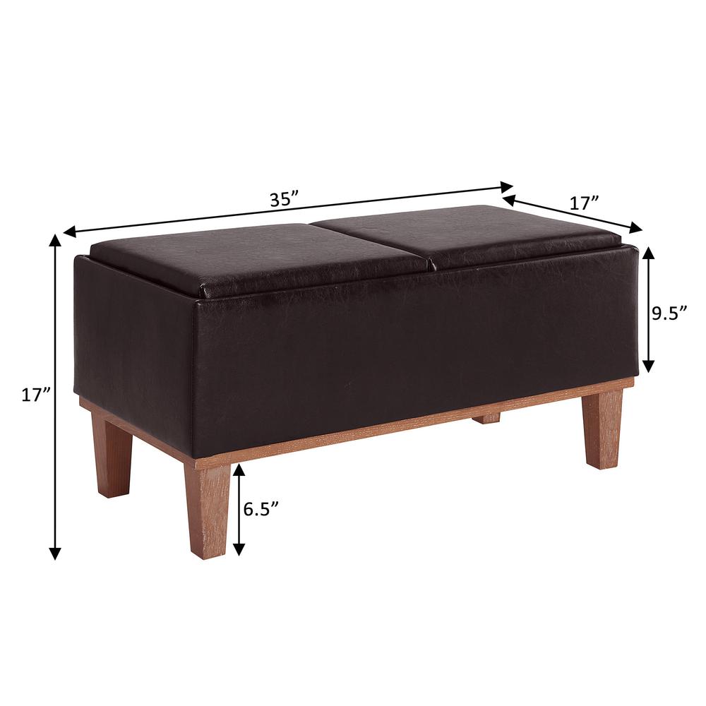 Designs4Comfort Brentwood Storage Ottoman with Reversible Trays, Brown. Picture 12