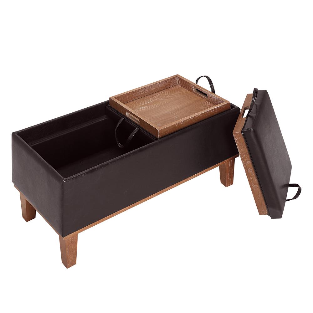 Designs4Comfort Brentwood Storage Ottoman with Reversible Trays, Brown. Picture 6