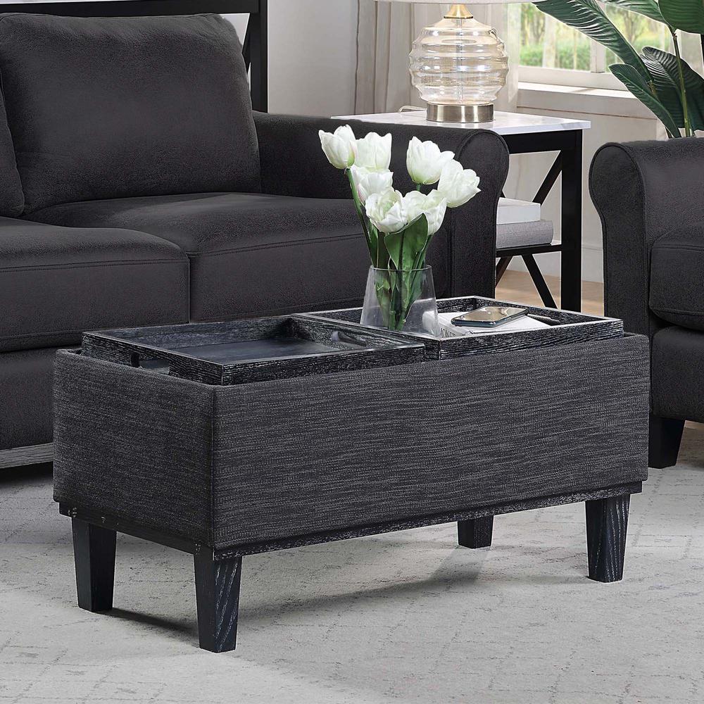 Designs4Comfort Brentwood Storage Ottoman with Reversible Trays, Gray. Picture 6