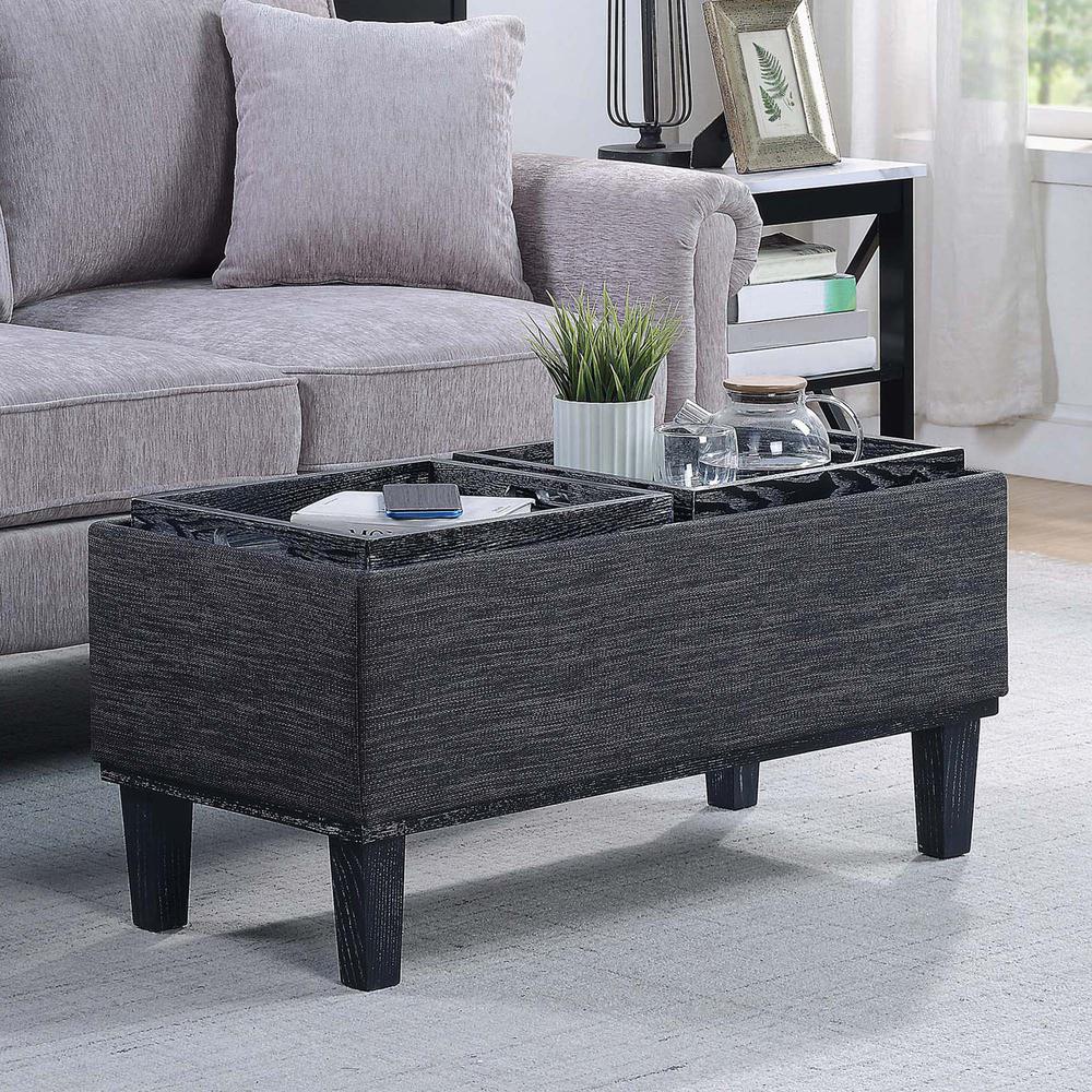 Designs4Comfort Brentwood Storage Ottoman with Reversible Trays, Gray. Picture 8