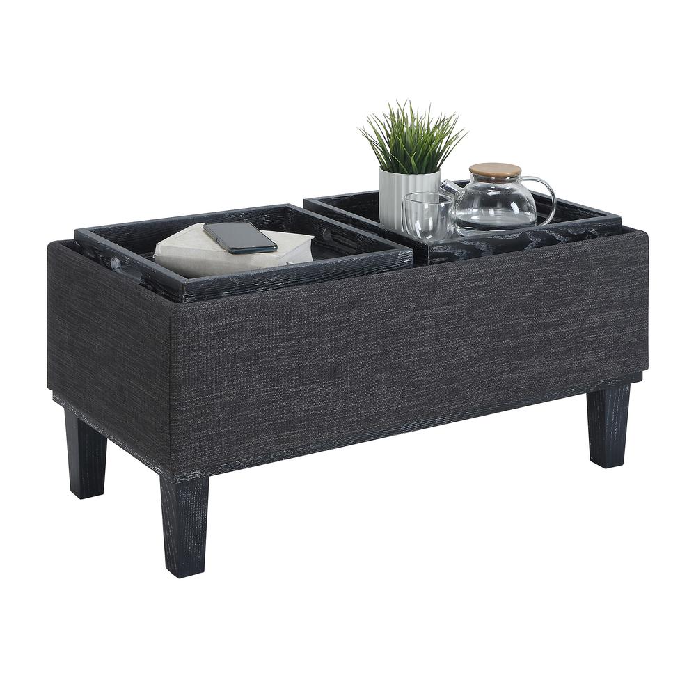 Designs4Comfort Brentwood Storage Ottoman with Reversible Trays, Gray. Picture 2