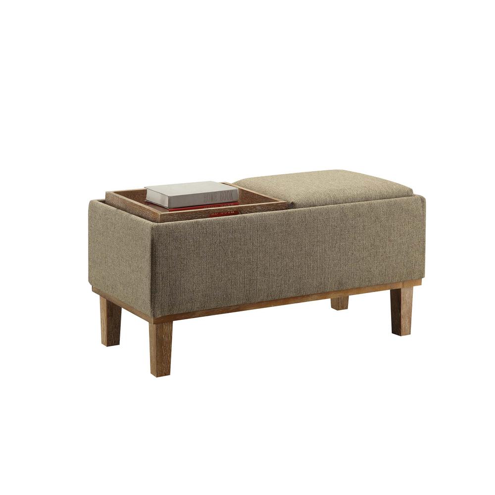 Designs4Comfort Brentwood Storage Ottoman with Reversible Trays Sandstone Fabric/Brown. Picture 4