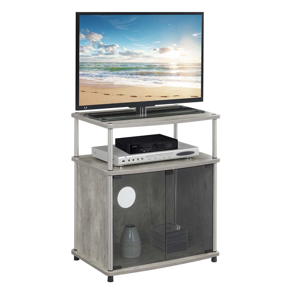 Designs2Go TV Stand with Black Glass Storage Cabinet and Shelf, Faux Birch. The main picture.