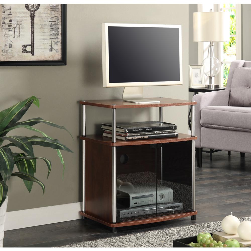 Designs2Go TV Stand with Black Glass Cabinet. Picture 2