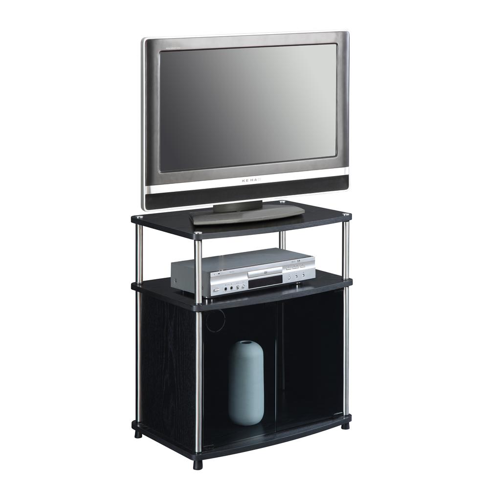Designs2Go TV Stand with Black Glass Cabinet. Picture 1