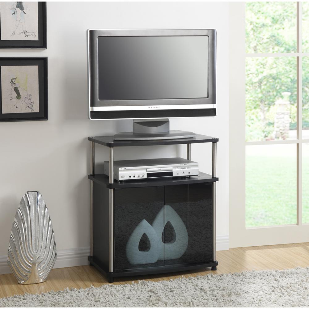 Designs2Go TV Stand with Black Glass Cabinet. Picture 2