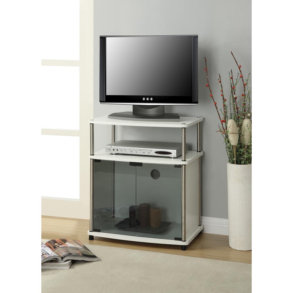 Designs2Go TV Stand with Black Glass Cabinet. Picture 1