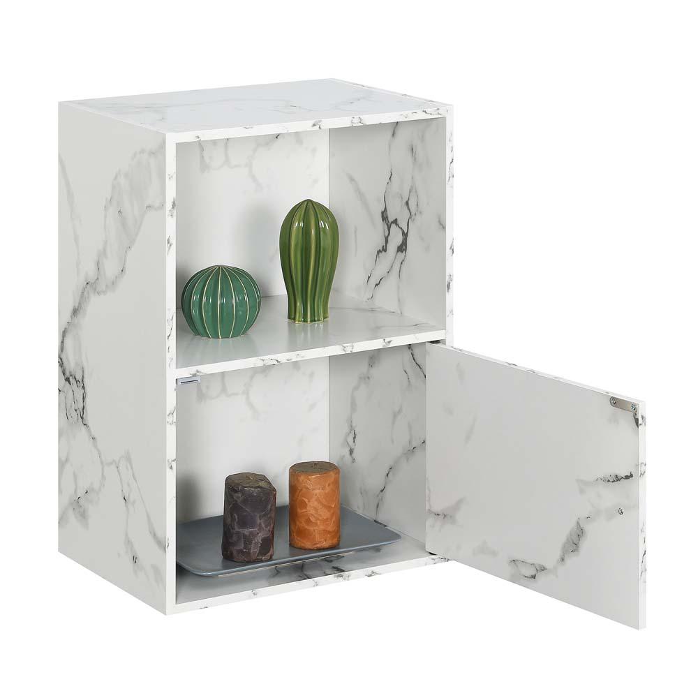 Xtra Storage 1 Door Cabinet with Shelf, White Faux Marble. Picture 2