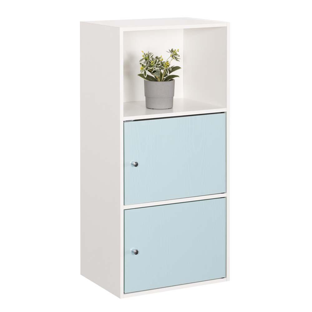 Xtra Storage 2 Door Cabinet with Shelf, White/Seafoam. Picture 1