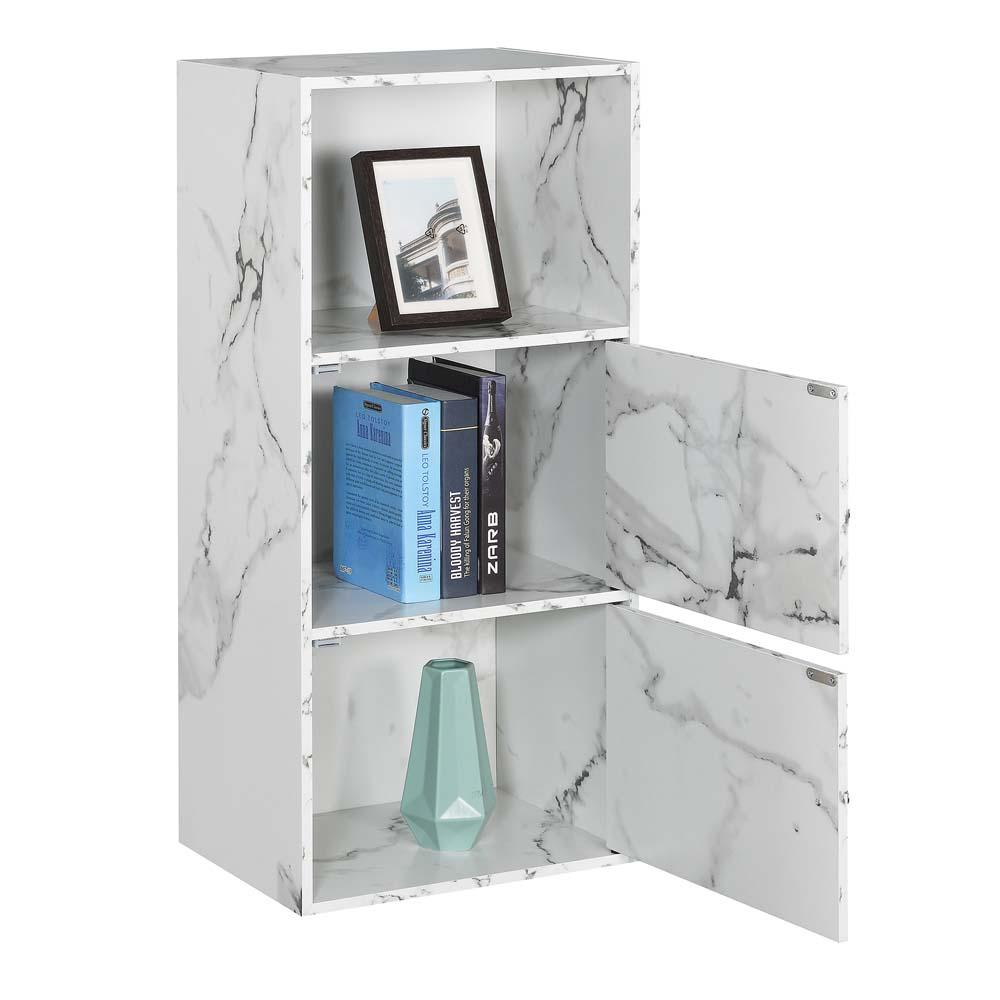 Xtra Storage 2 Door Cabinet with Shelf, White Faux Marble. Picture 2