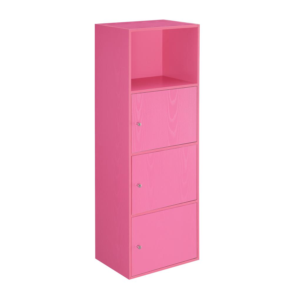 Xtra Storage 3 Door Cabinet with Shelf, Pink. Picture 1