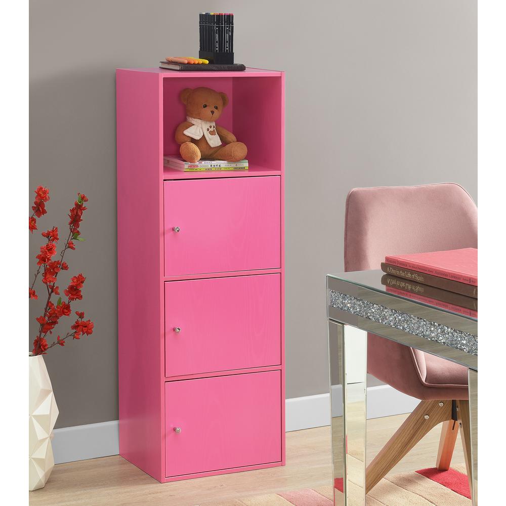 Xtra Storage 3 Door Cabinet with Shelf, Pink. Picture 3
