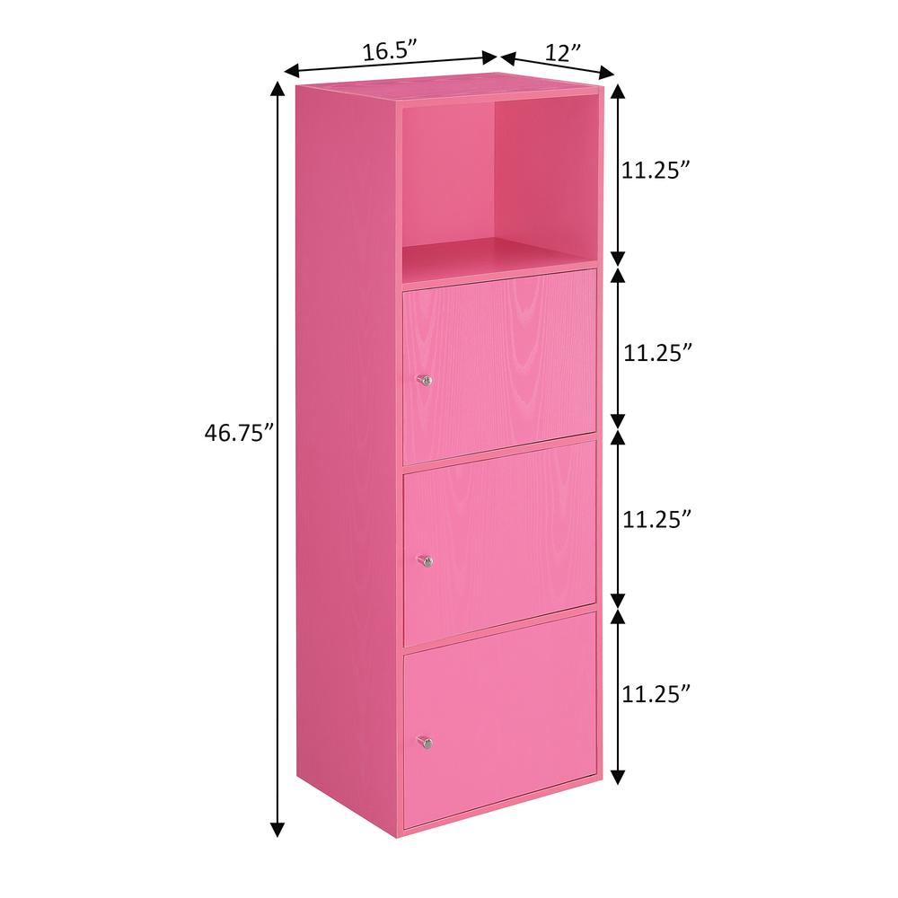 Xtra Storage 3 Door Cabinet with Shelf, Pink. Picture 6