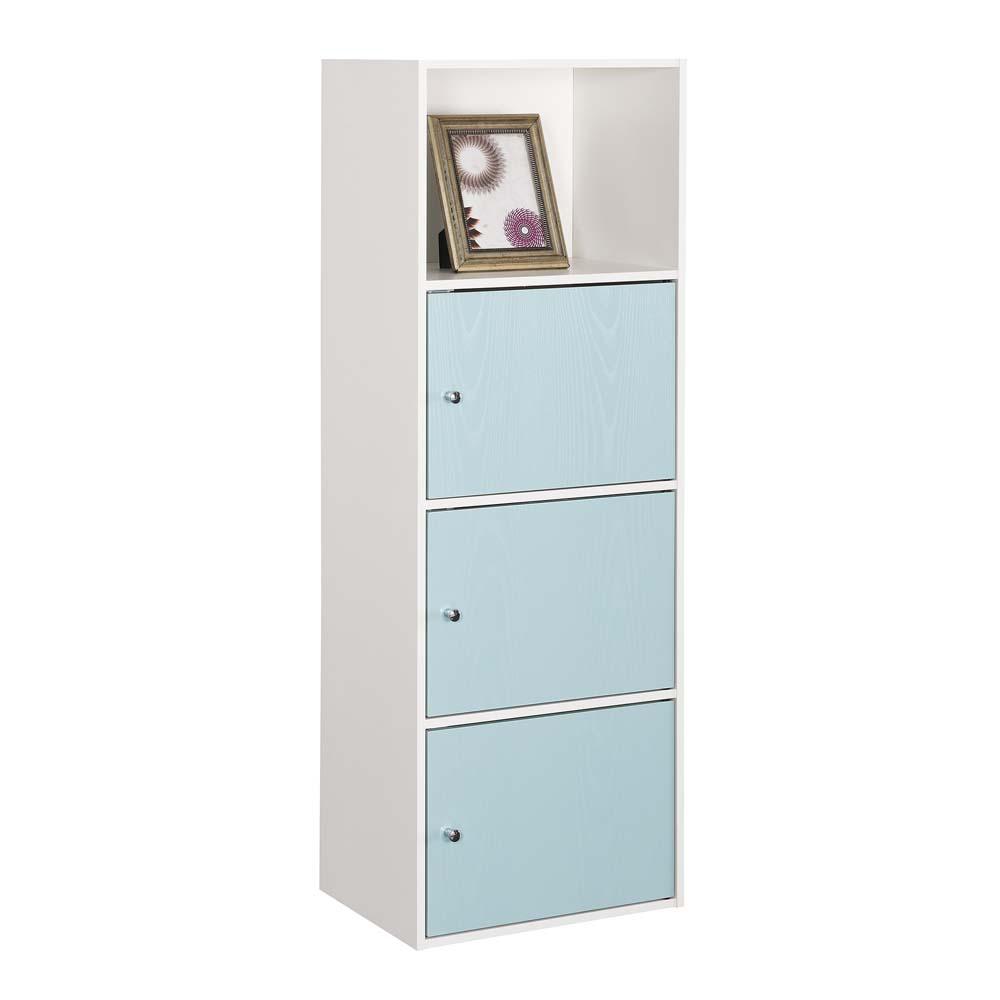 Xtra Storage 3 Door Cabinet with Shelf, White/Seafoam. Picture 1