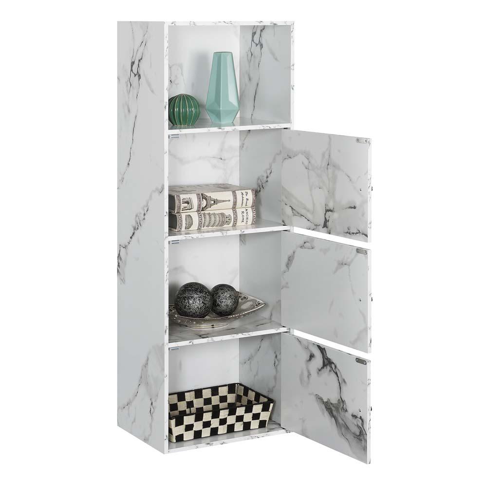 Xtra Storage 3 Door Cabinet with Shelf, White Faux Marble. Picture 2