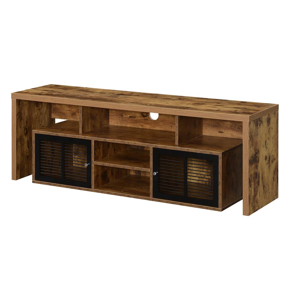 Lexington 60 inch TV Stand with Storage Cabinets and Shelves - Barnwood. Picture 3