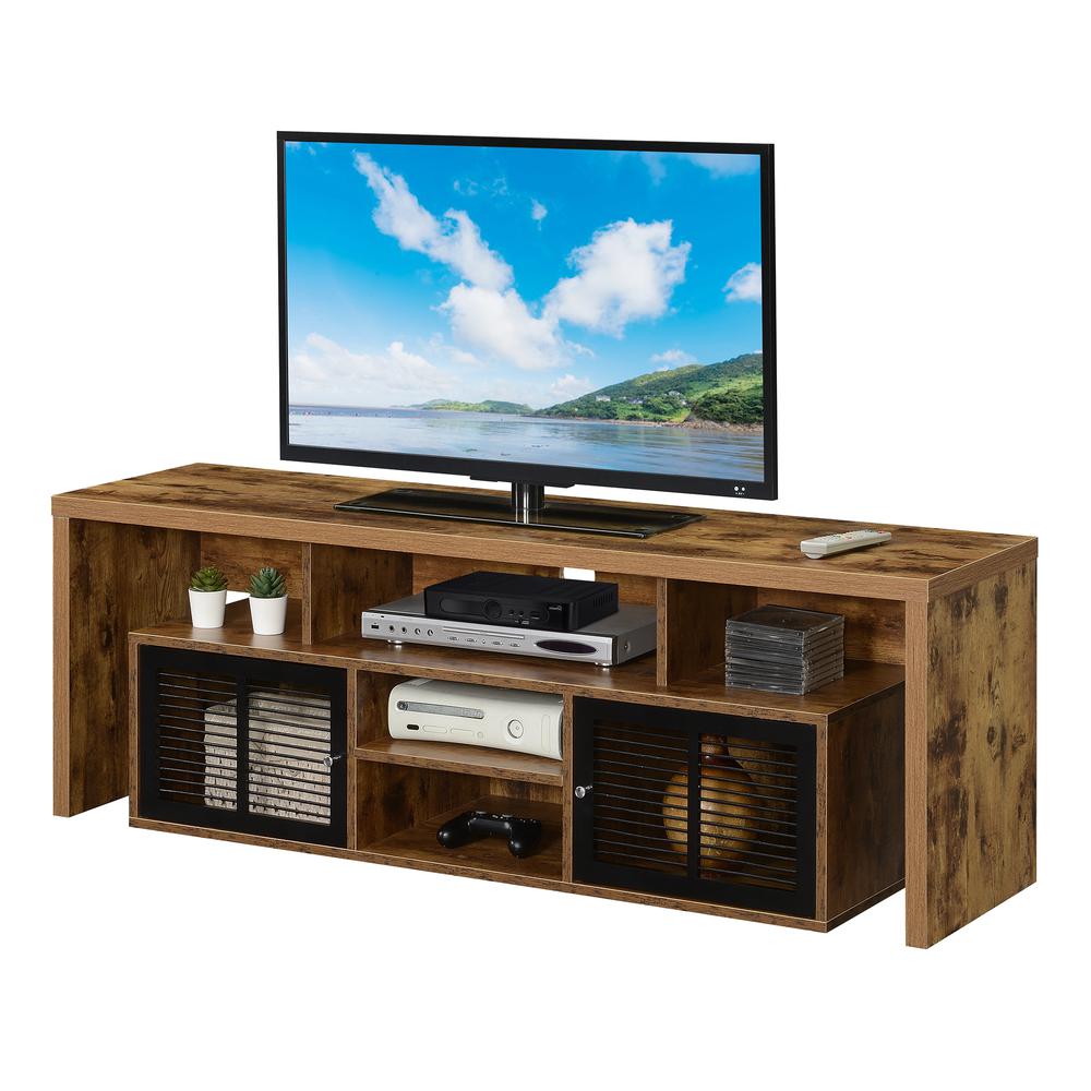 Lexington 60 inch TV Stand with Storage Cabinets and Shelves - Barnwood. Picture 1
