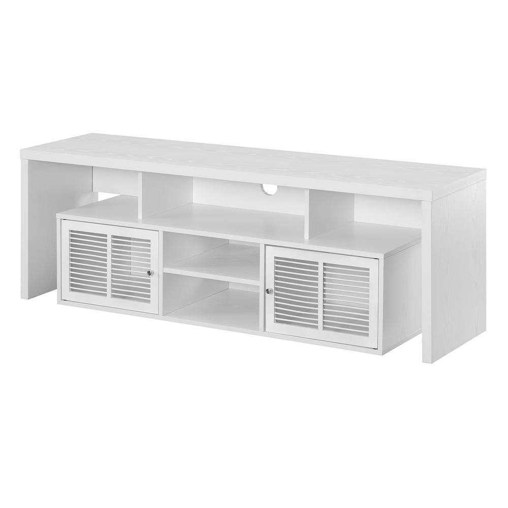 Lexington 60 inch TV Stand with Storage Cabinets and Shelves - White. Picture 3